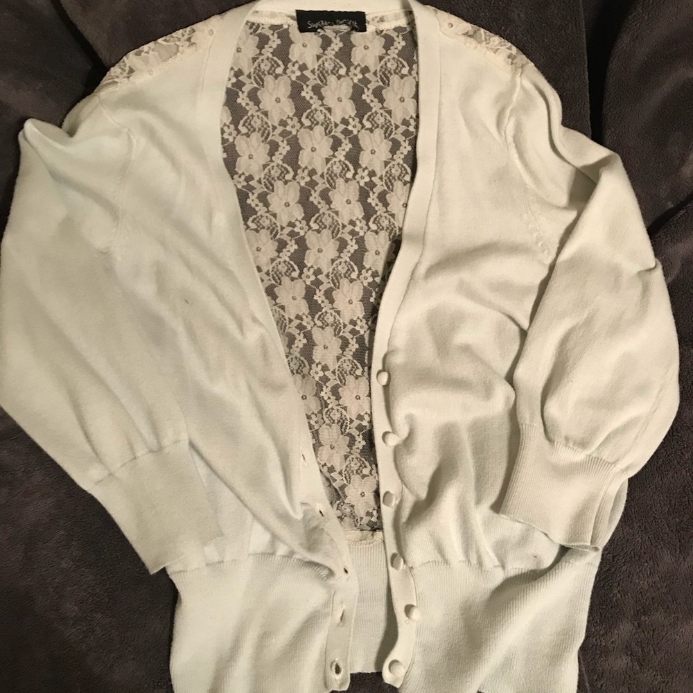 Lace back knit cardigan